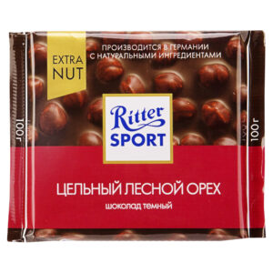 Шоколад темный "Риттер Спорт" цельный лесной орех 100г/10шт Германия