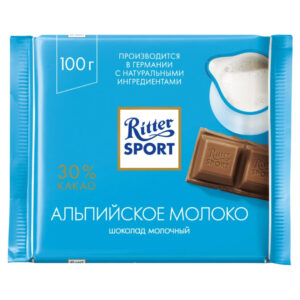 Шоколад молочный "Риттер Спорт" альпийское молоко 100г/12шт Германия