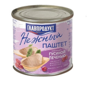 Паштет "ГлавПродукт" с гусиной печени (ж/б) 240г/20шт Россия