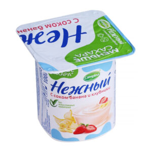 Йогурт "Нежный" Банан/Клубника 1,2% 100г/24шт "Кампина"