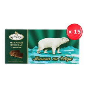 Шоколад молочный "Мишка на Севере" миндаль дроб.100г/15шт КФ "Крупской"